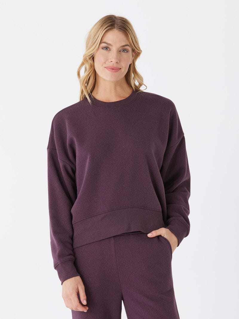 Naia Triblend Fleece Pullover in Dark Purple Oversized Sweatshirt