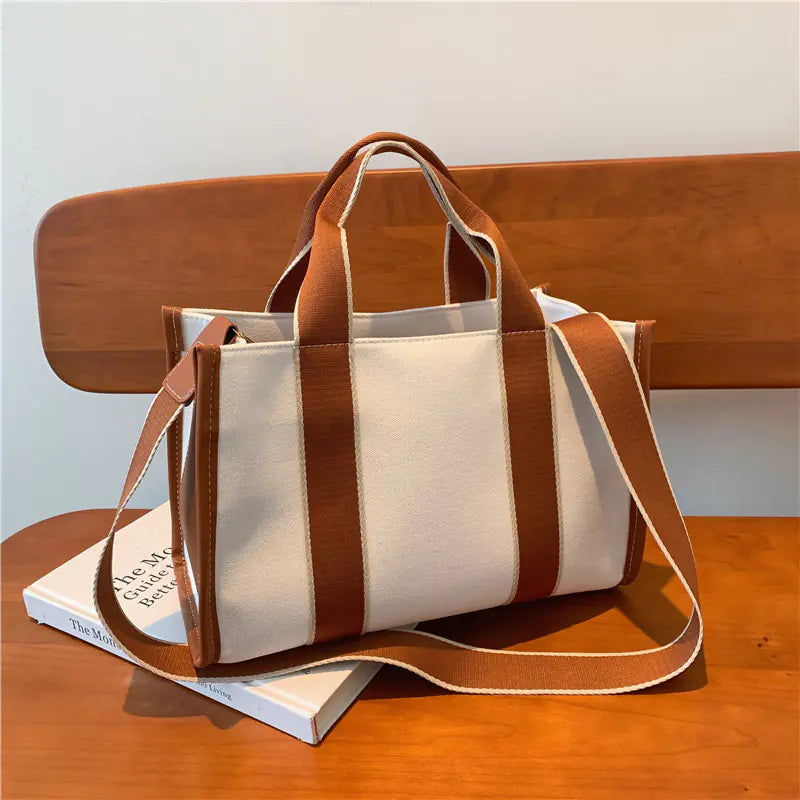 Korean Style Canvas Tote Bag for Women (Large Capacity)
