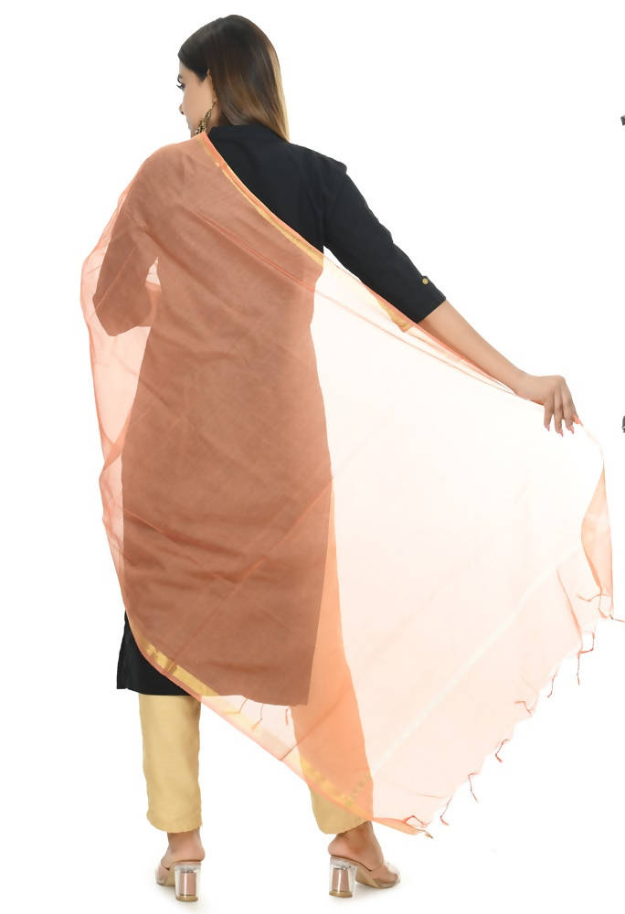 Peach Chanderi Banarasi Piping Dupatta for Elegant Styling