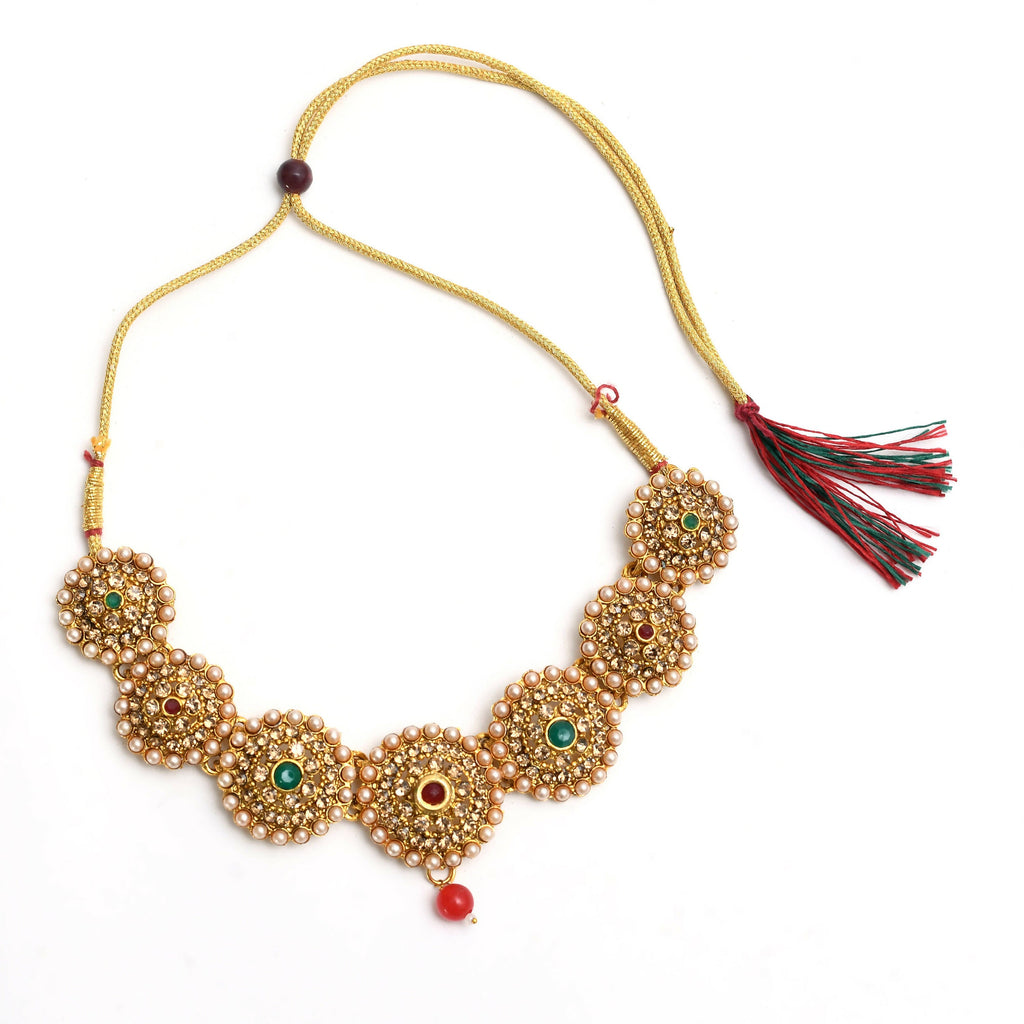 Gold-Polished Brass Kundan Choker Statement Necklace
