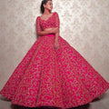 Rani Pink Silk Lehenga Choli with 3MM sequins and dori work