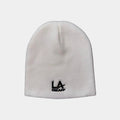 LA Gear off-white knit beanie with black embroidered logo detail