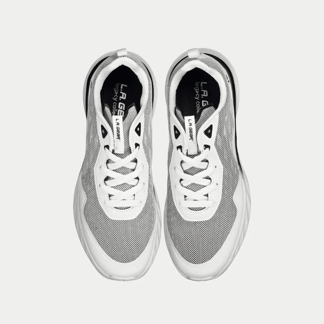 Highland Men's Lowtop Sneakers in White and Black Leather-Free
