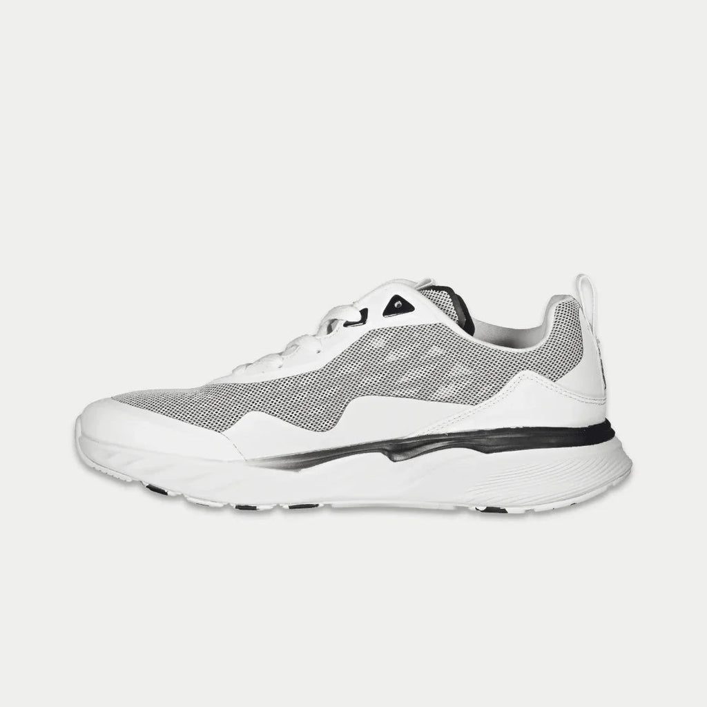 Highland Men's Lowtop Sneakers in White and Black Leather-Free