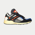 LA Gear Catapult lowtop sneaker in black and orange colorway with light-up sole detail