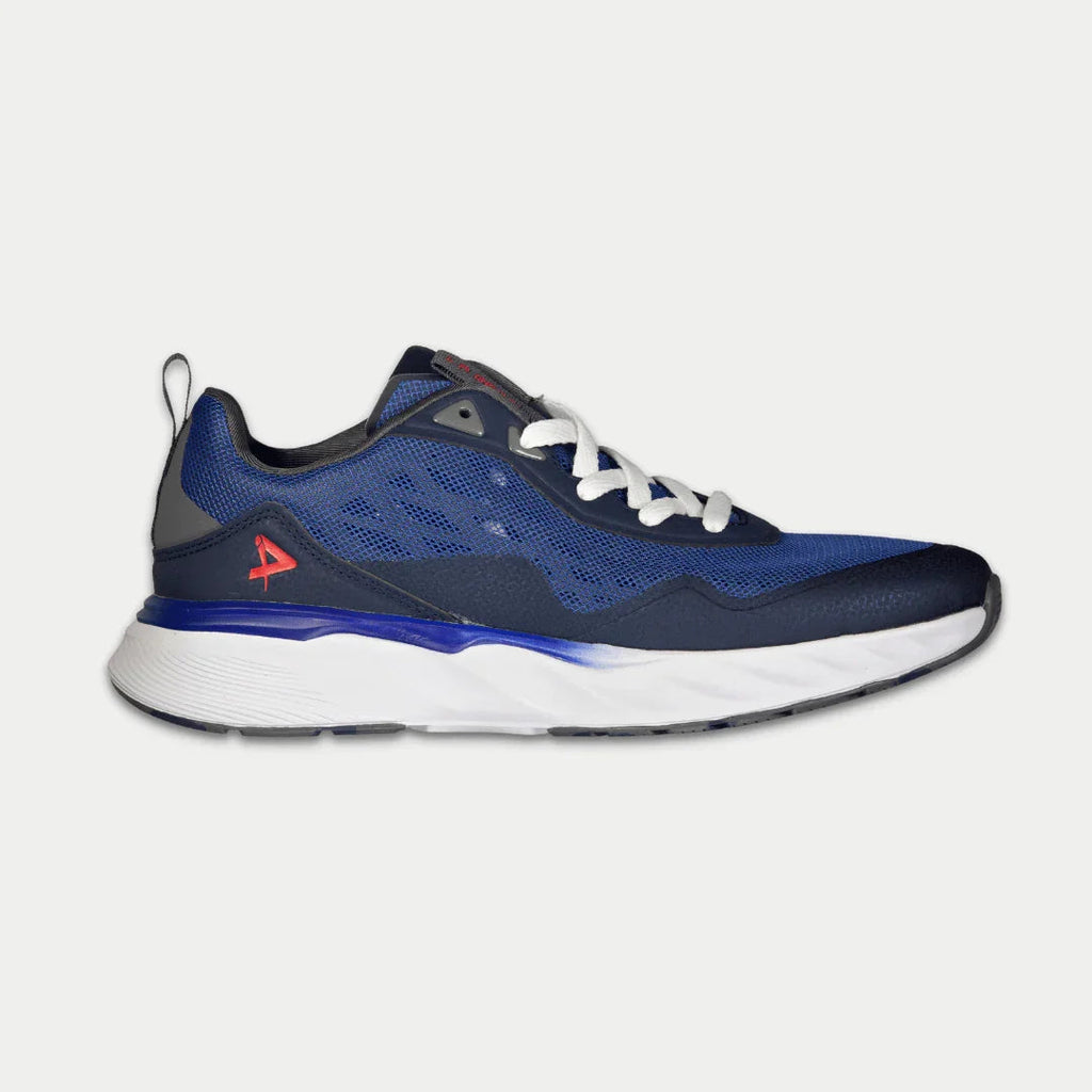 LA Gear Men's Highland Lowtop sneakers in navy blue with mesh detailing and cushioned sole