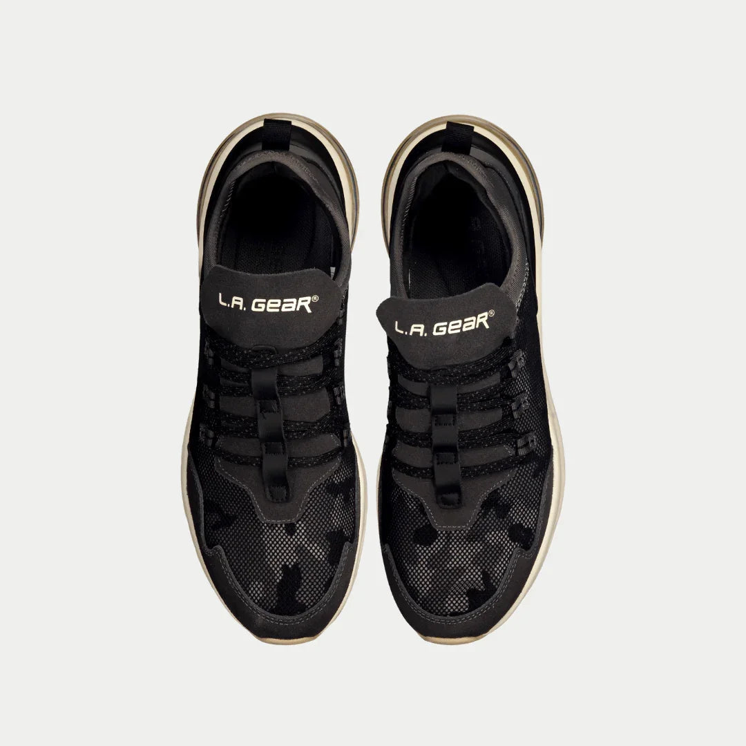 Runyon Lowtop Sneakers for Men in Black and Gray Mesh
