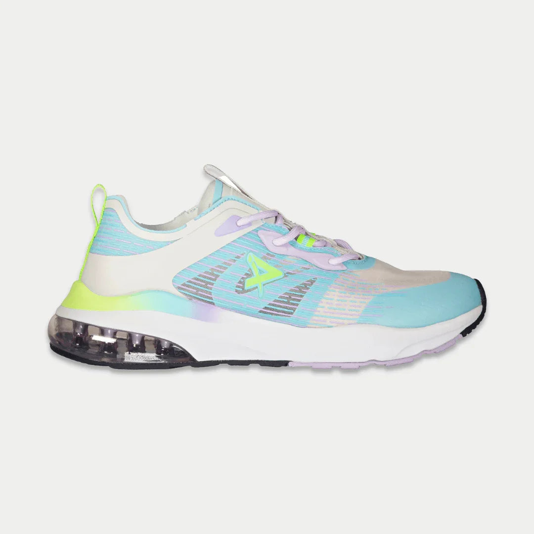 Women's Artesia lowtop sneakers in gray and light blue with 3D print overlays