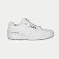 Women's white LA Gear Boardwalk lowtop sneaker with leather finish