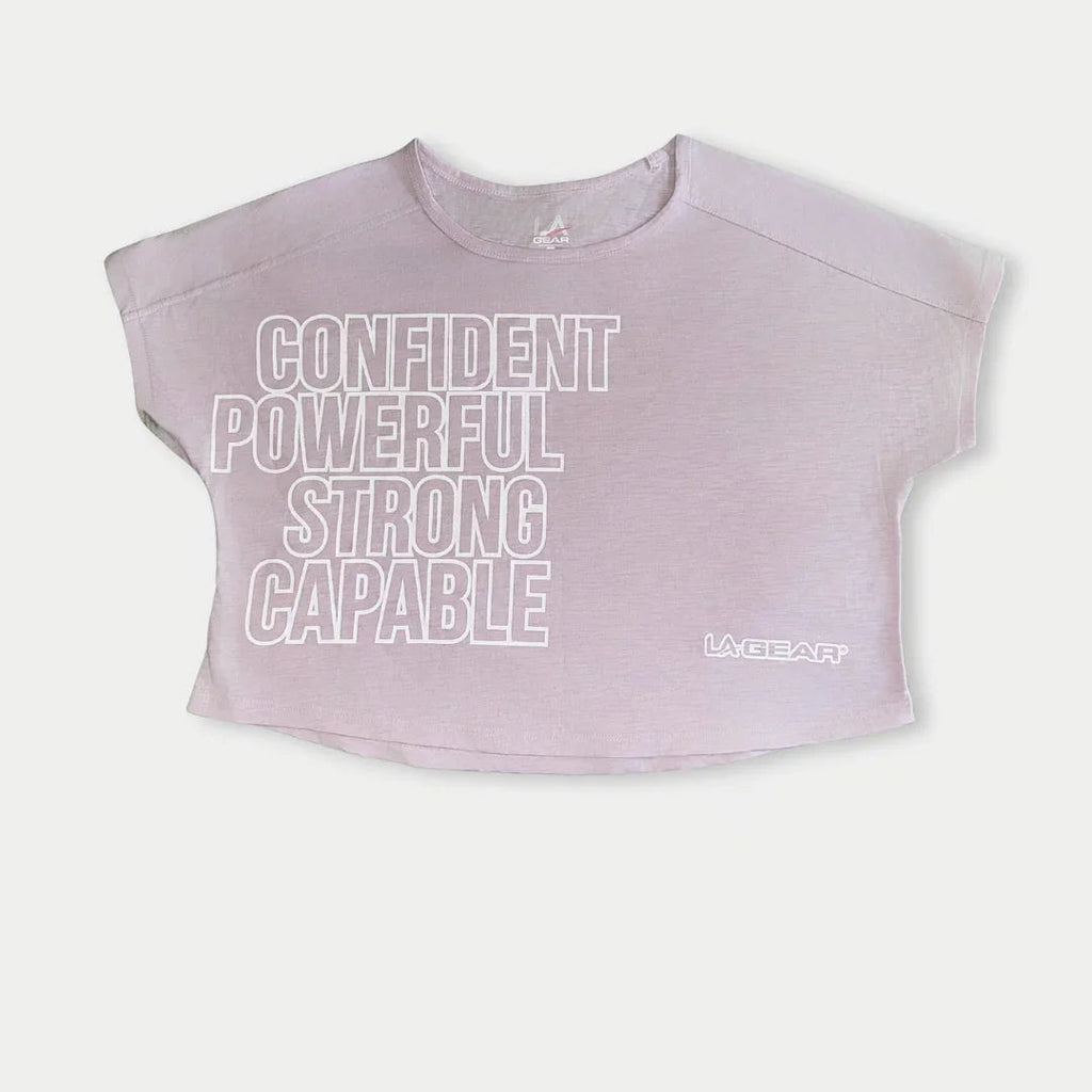 Women’s Cropped Logo Tee in Lavender-Pink Motivational Graphic
