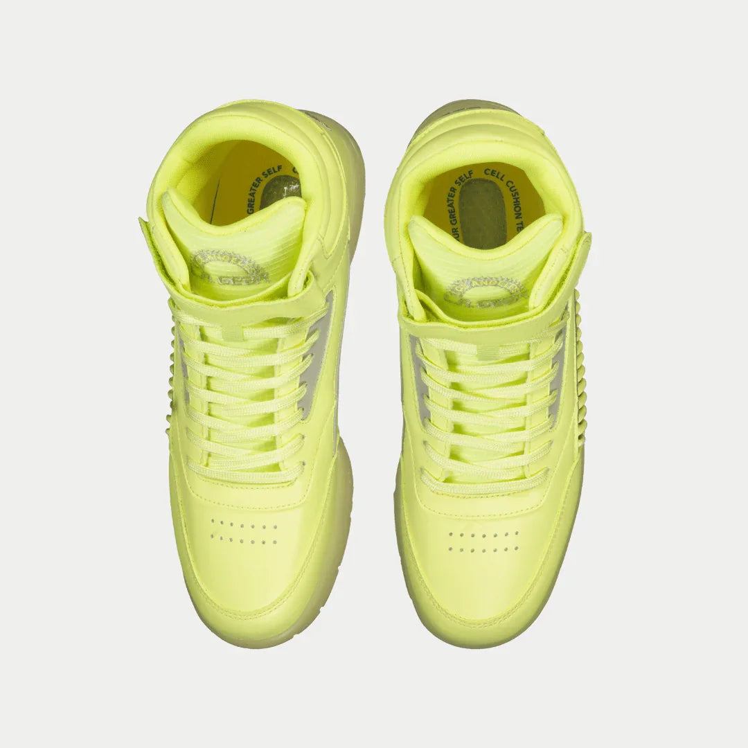 Flame Hightop Glow-in-the-Dark Sneakers in Neon Yellow