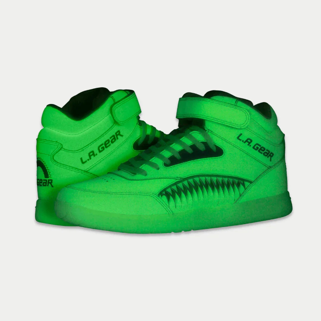 Flame Hightop Glow-in-the-Dark Sneakers in Neon Yellow