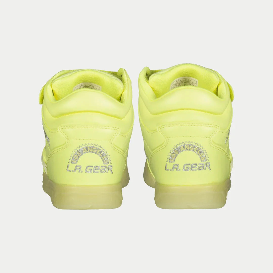 Flame Hightop Glow-in-the-Dark Sneakers in Neon Yellow