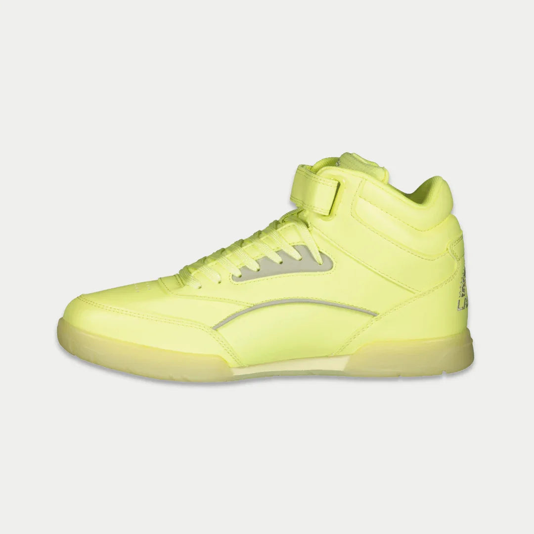 Flame Hightop Glow-in-the-Dark Sneakers in Neon Yellow