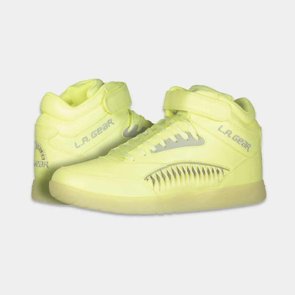 Flame Hightop Glow-in-the-Dark Sneakers in Neon Yellow