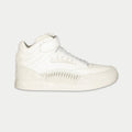 LA Gear women's retro high-top sneaker in white genuine leather with SharkFin detail.