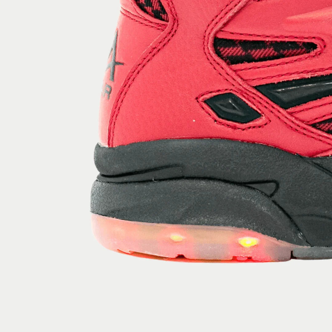 LA Tech Light-Up Hightop Sneakers in Red and Black Retro Style