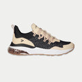 Women's Runyon lowtop sneakers in black and pink with layered mesh and suede tongue