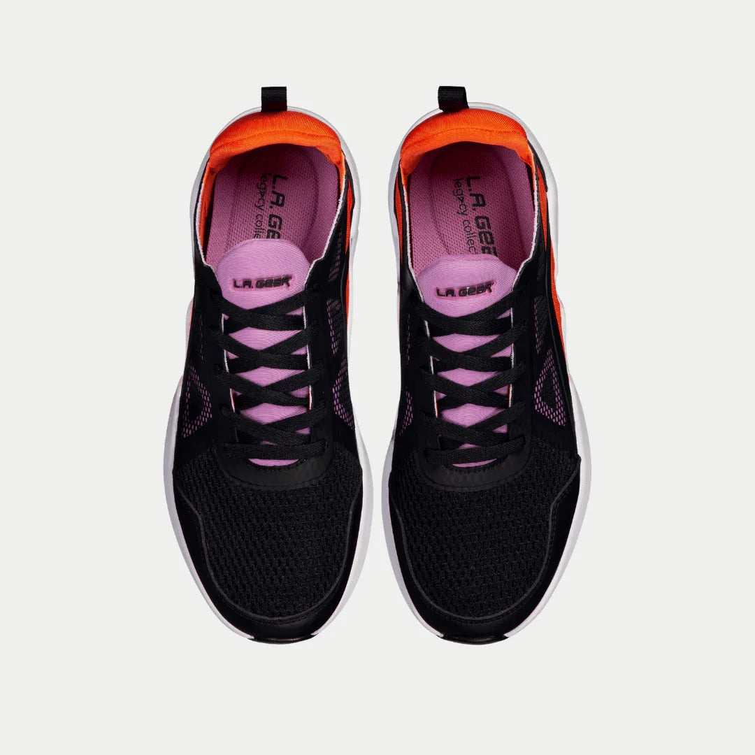 Women’s Tarzana Lowtop Sneakers in Black and Orange Geometric