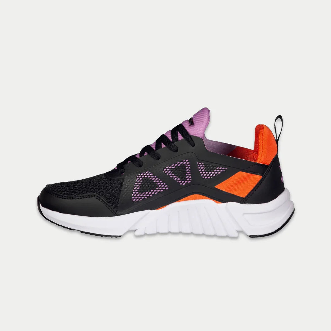 Women’s Tarzana Lowtop Sneakers in Black and Orange Geometric