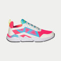LA Gear Women's Tarzana lowtop sneakers in white and pink with geometric patterns