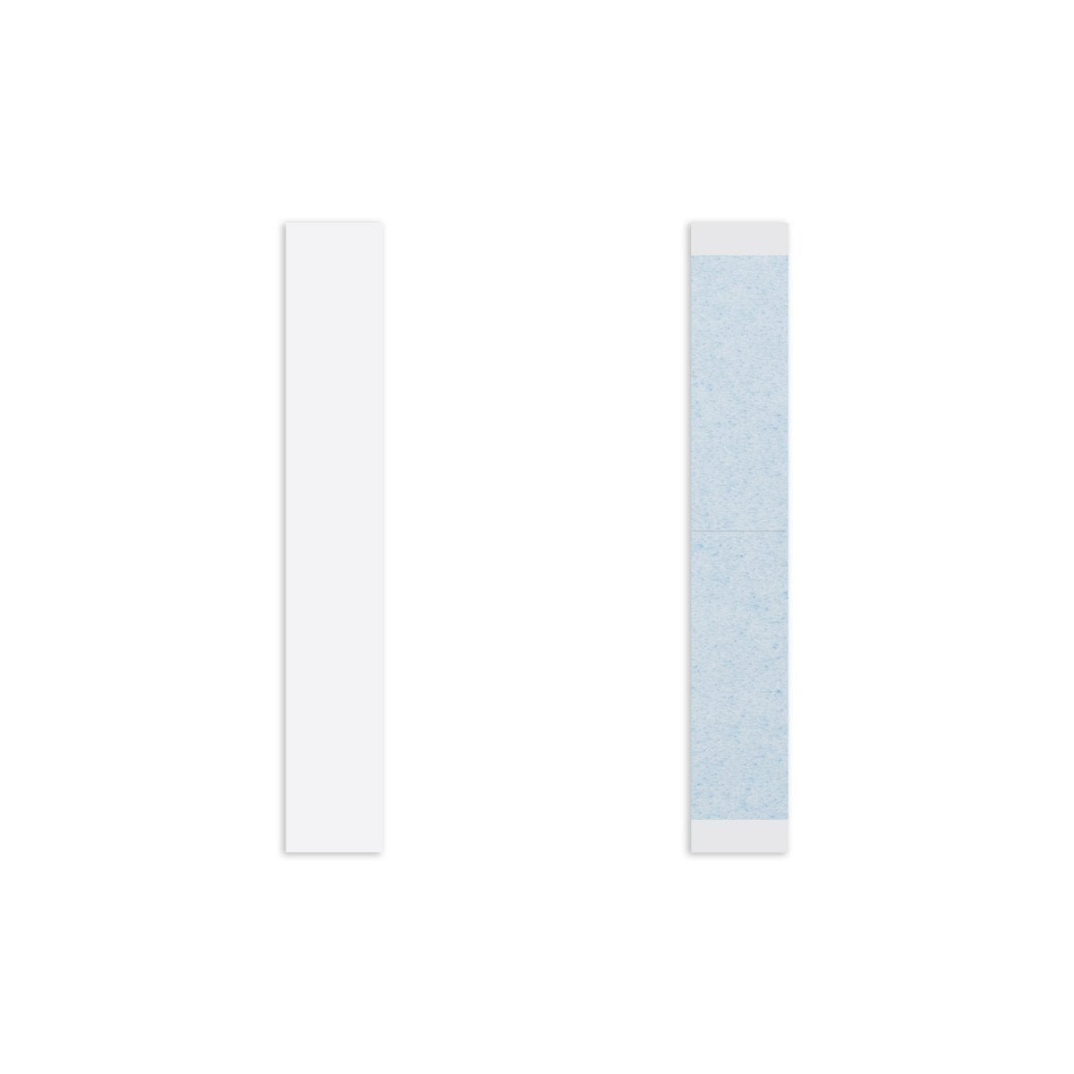 Close up of clear Lace Front Support Tape Straight Strips with blue liner