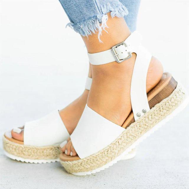 Women's Leopard Print Platform Sandals High Heel Summer Slides