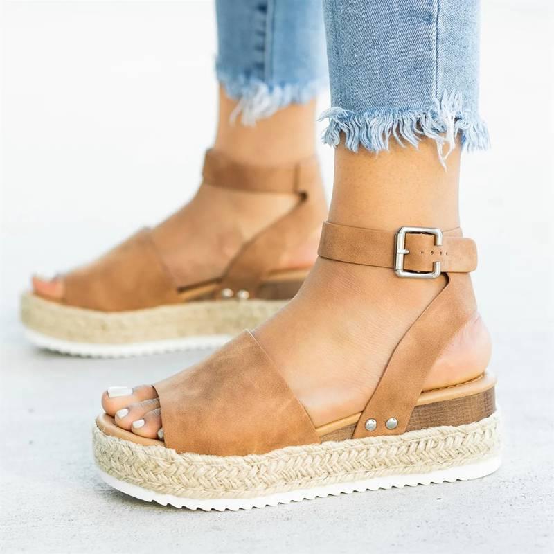 Women's Leopard Print Platform Sandals High Heel Summer Slides