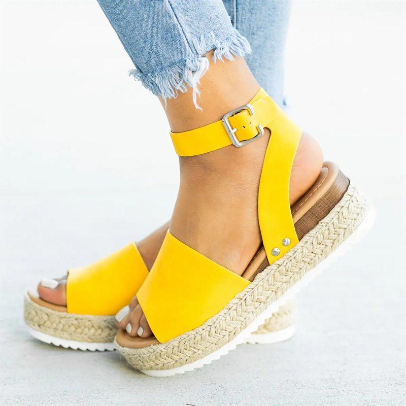 Women's Leopard Print Platform Sandals High Heel Summer Slides