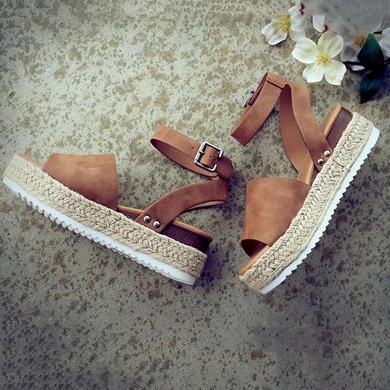 Women's Leopard Print Platform Sandals High Heel Summer Slides