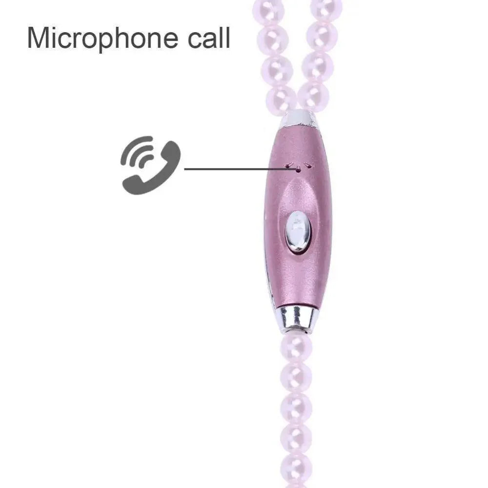 Luxury Pearl Stereo Earphone Necklace with Mic for Everyday Wear