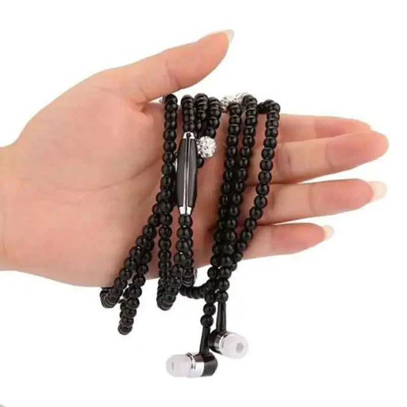 Luxury Pearl Stereo Earphone Necklace with Mic for Everyday Wear