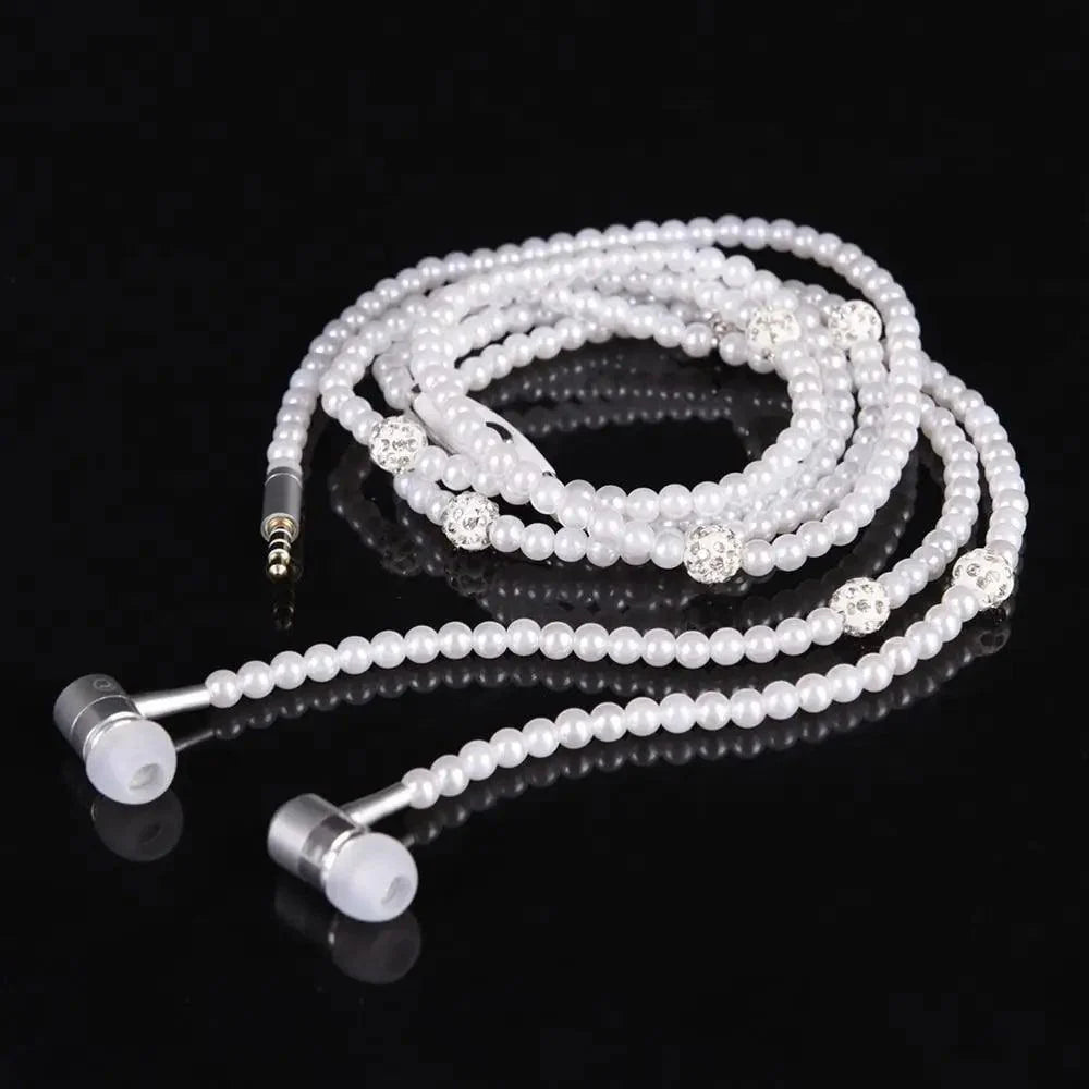 Luxury Pearl Stereo Earphone Necklace with Mic for Everyday Wear