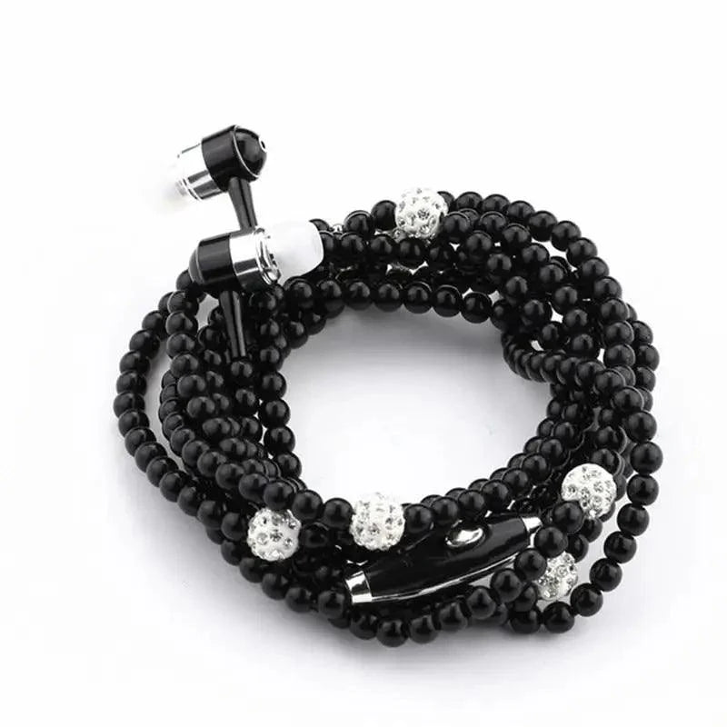 Luxury Pearl Stereo Earphone Necklace with Mic for Everyday Wear