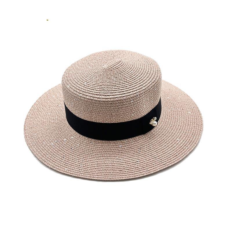 Classic Straw Boater Hat – Retro Flat Top Summer Beach Cap