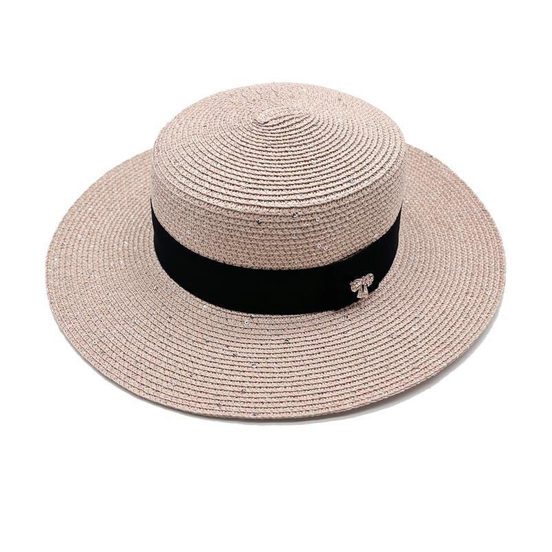 Classic Straw Boater Hat – Retro Flat Top Summer Beach Cap