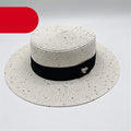 Classic Straw Boater Hat – Retro Flat Top Summer Beach Cap
