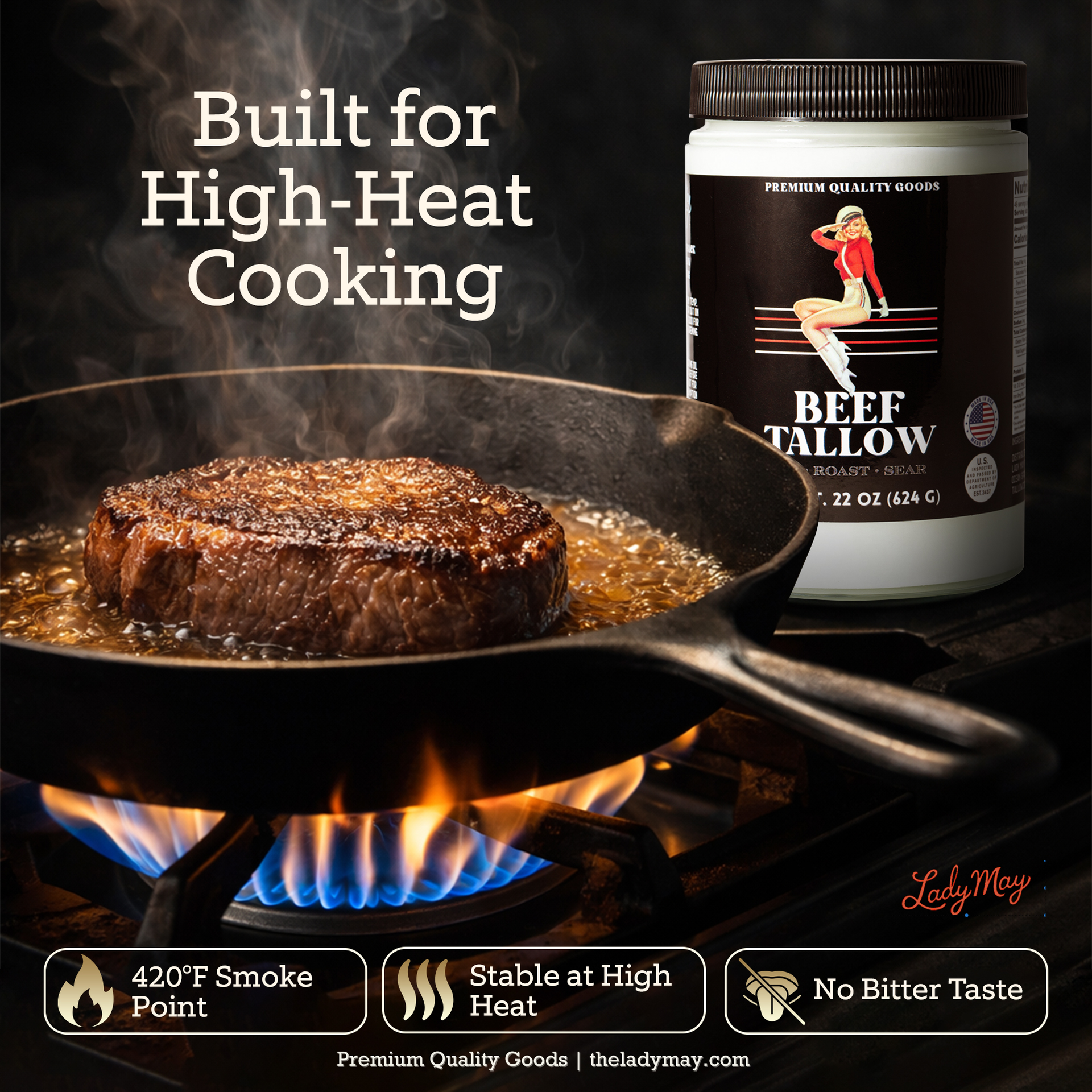 22oz Premium Grass-Fed Beef Tallow | Restaurant-Proven Cooking Fat | Seed Oil-Free