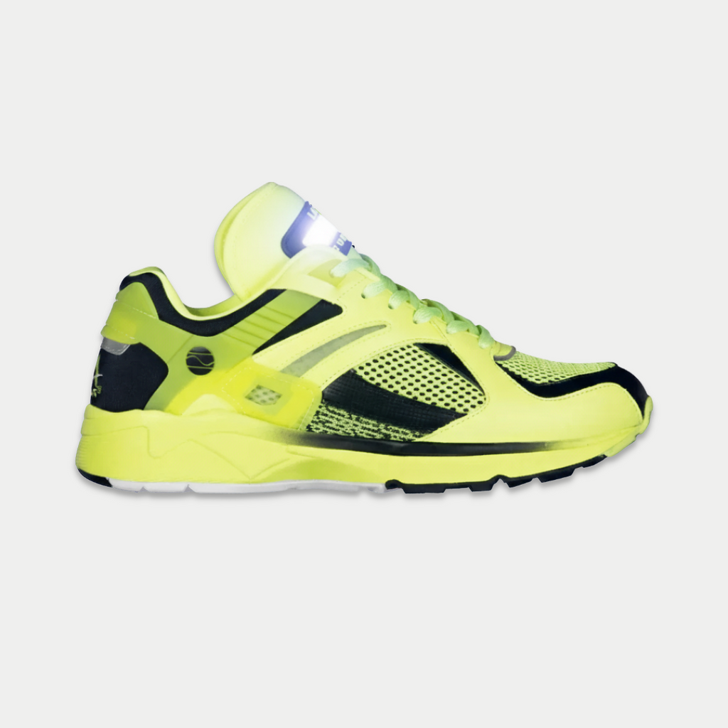 LA Gear Catapult lowtop sneaker in neon yellow and black with glow-in-the-dark accents