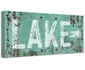 Lake Directional Sign Canvas Wall Art Teal White Wall Decor