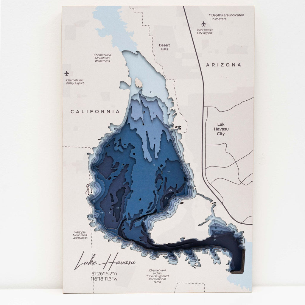 Lake Havasu Wooden Wall Map Coastal Nautical Decor
