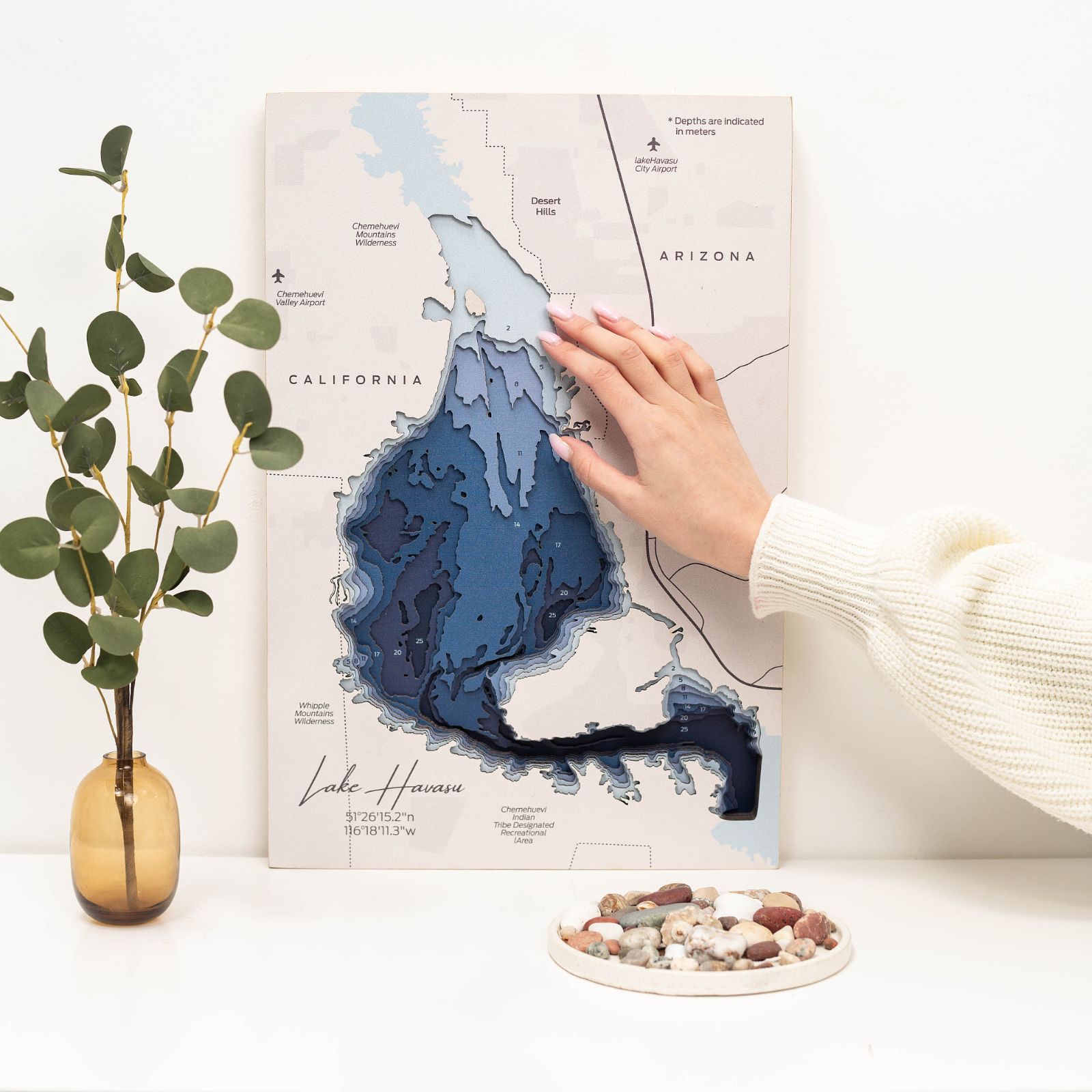 Lake Havasu Wooden Wall Map Coastal Nautical Decor