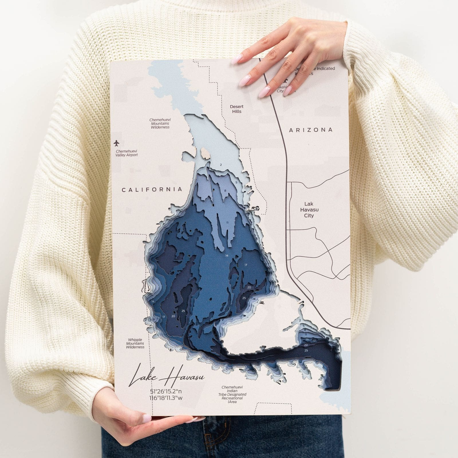 Lake Havasu Wooden Wall Map Coastal Nautical Decor
