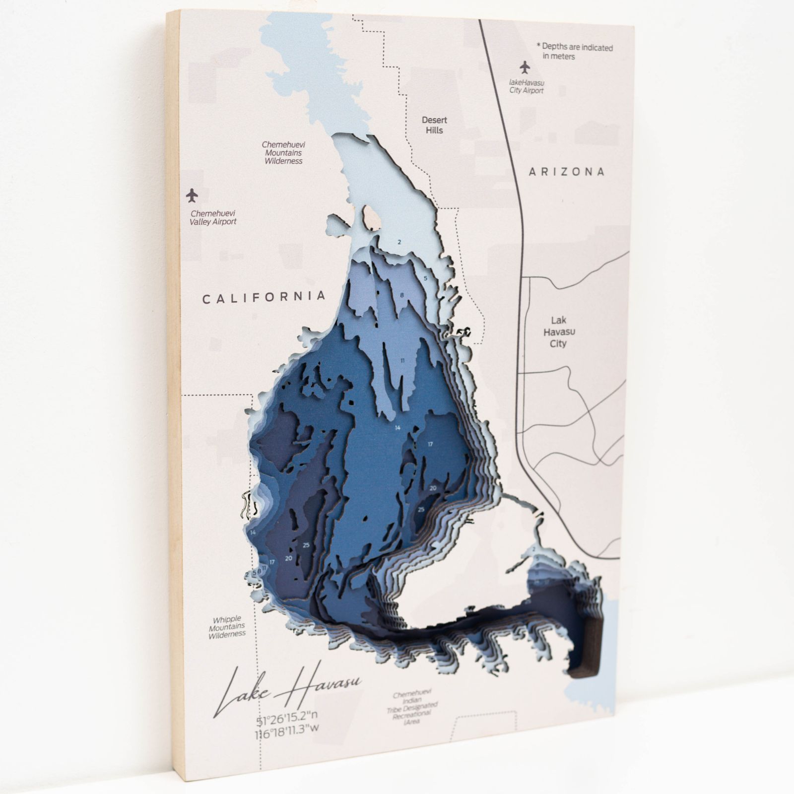 Lake Havasu Wooden Wall Map Coastal Nautical Decor