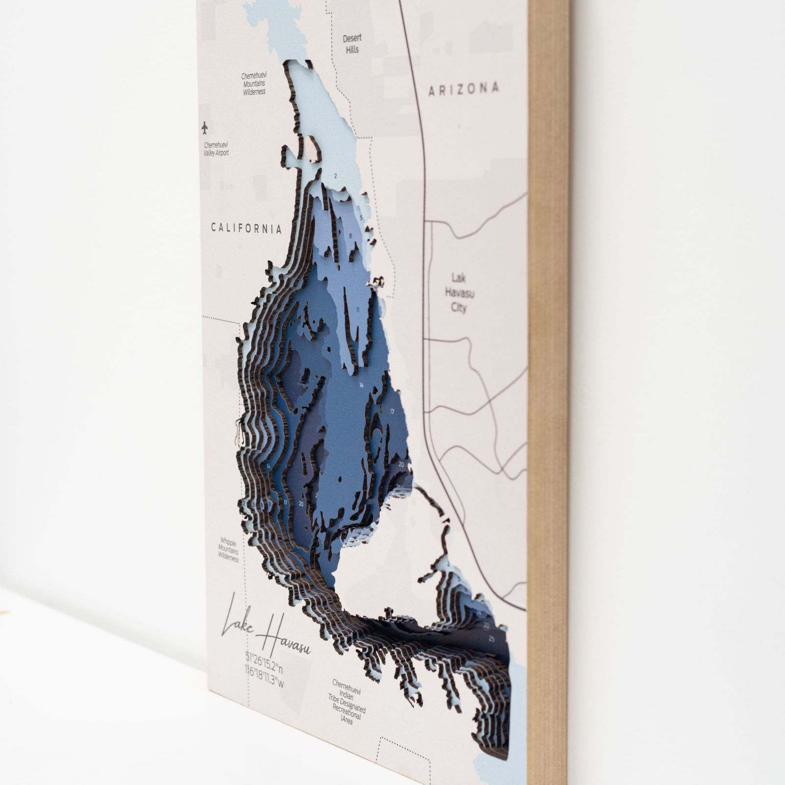 Lake Havasu Wooden Wall Map Coastal Nautical Decor