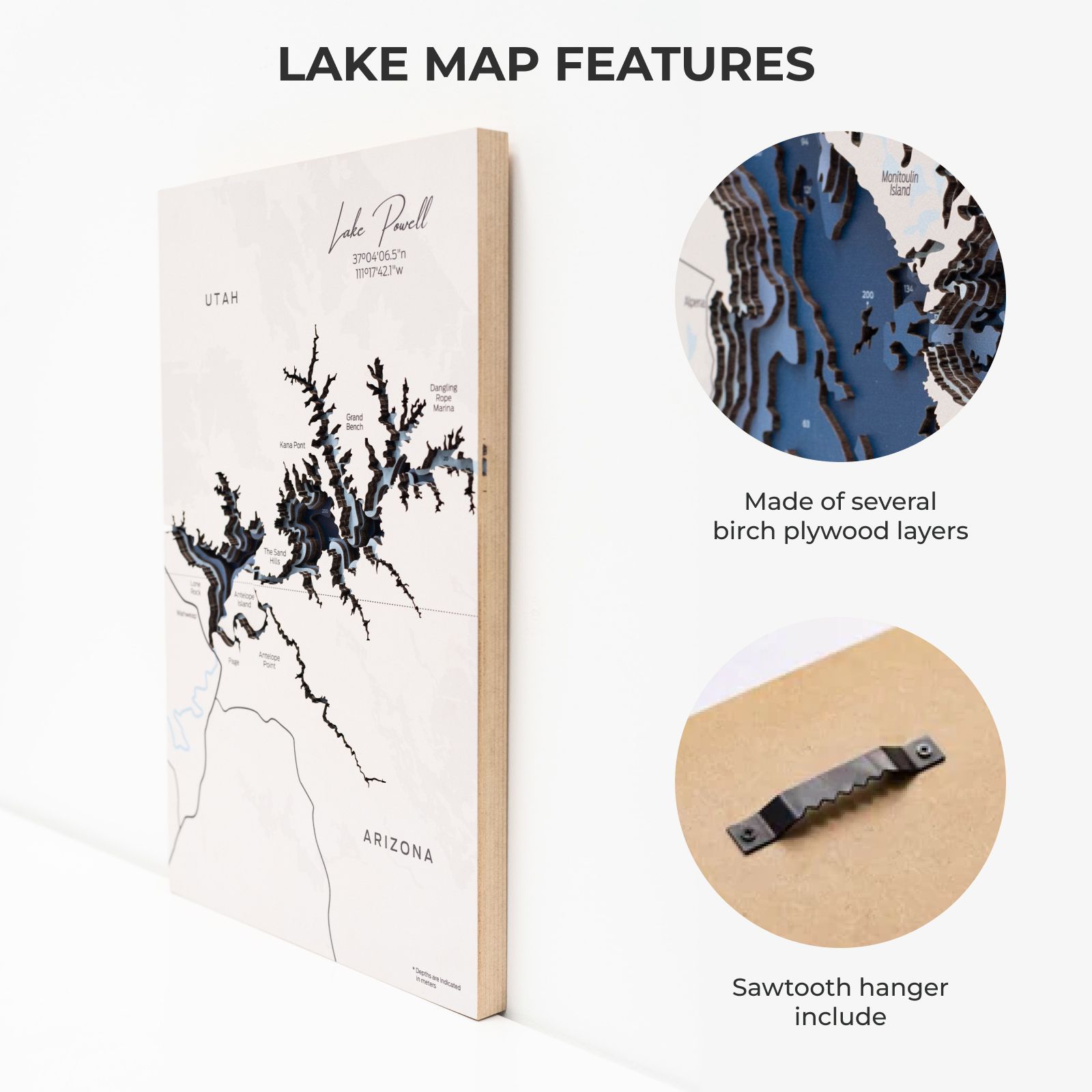 Lake Powell Wooden Wall Art Decor for Living Room and Office