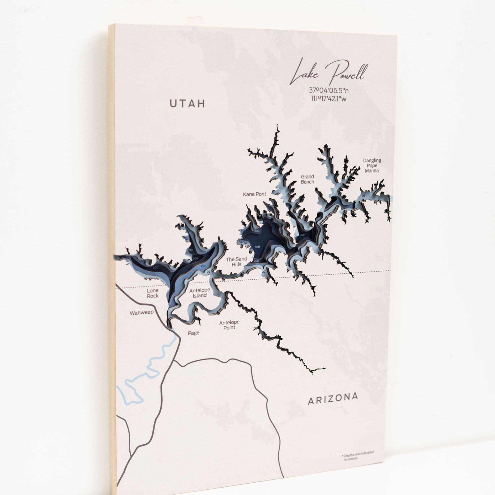 High-quality wooden wall art featuring the landscape of Lake Powell