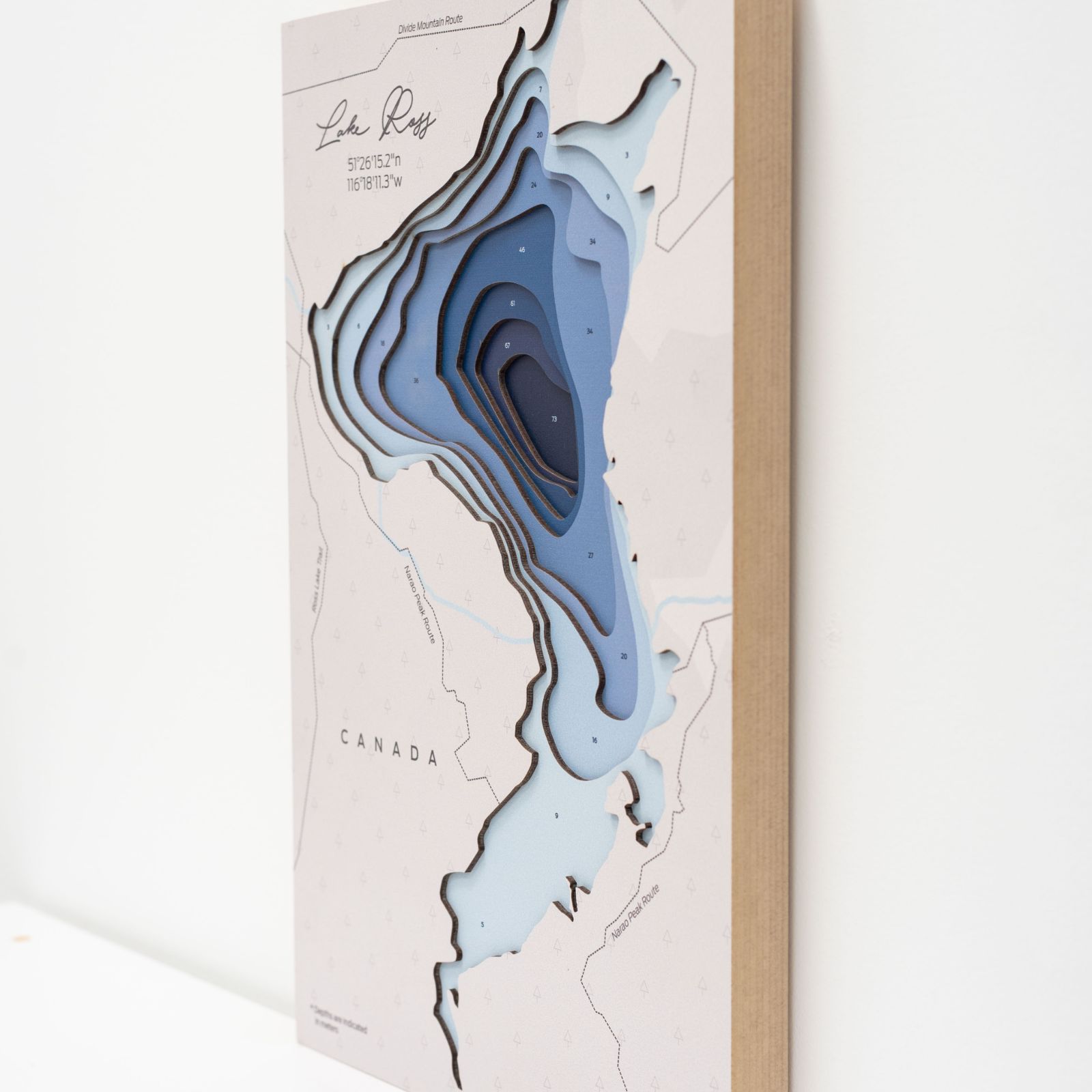 Lake Ross Canada Wooden Map Wall Art Sustainable Home Decor
