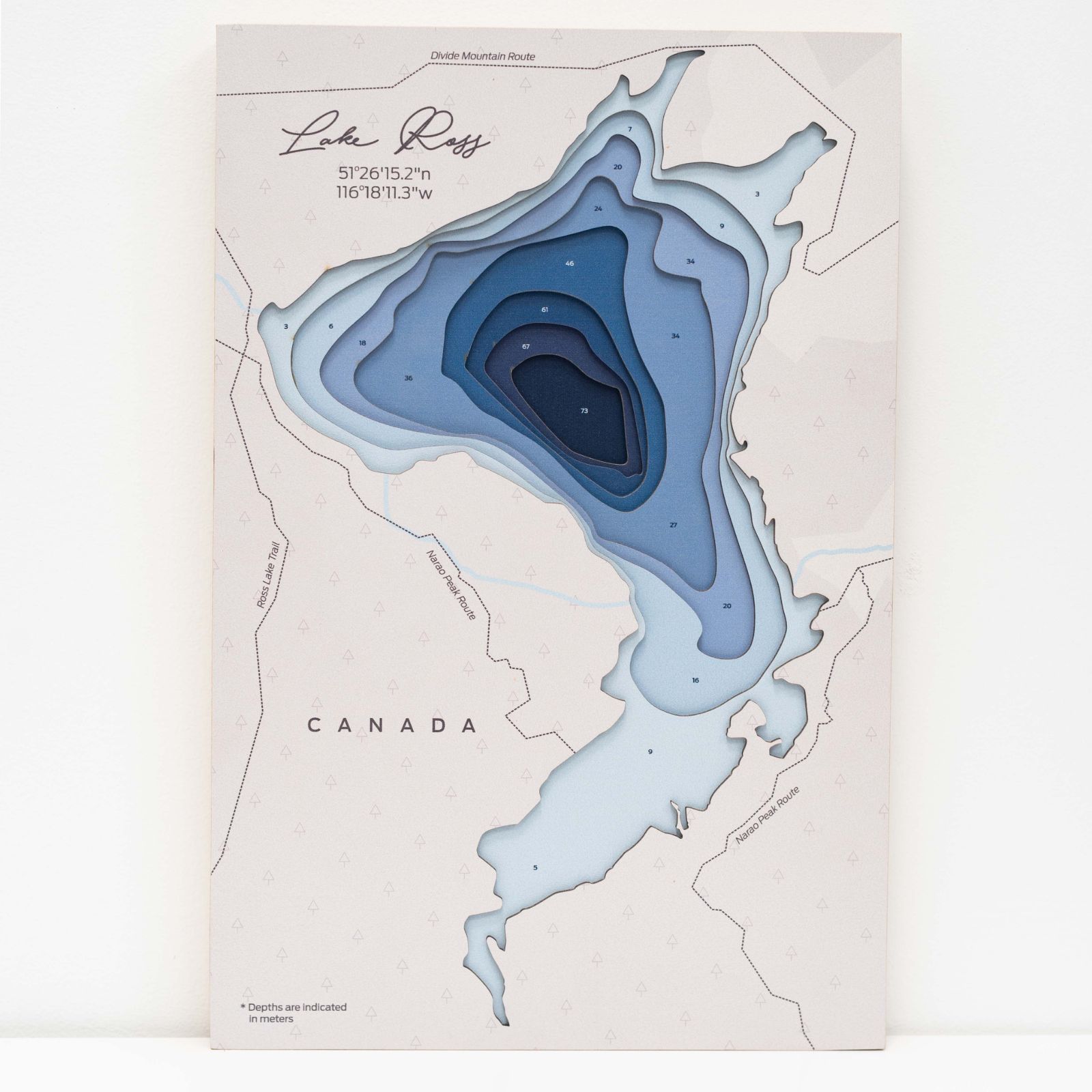 Lake Ross Canada Wooden Map Wall Art Sustainable Home Decor
