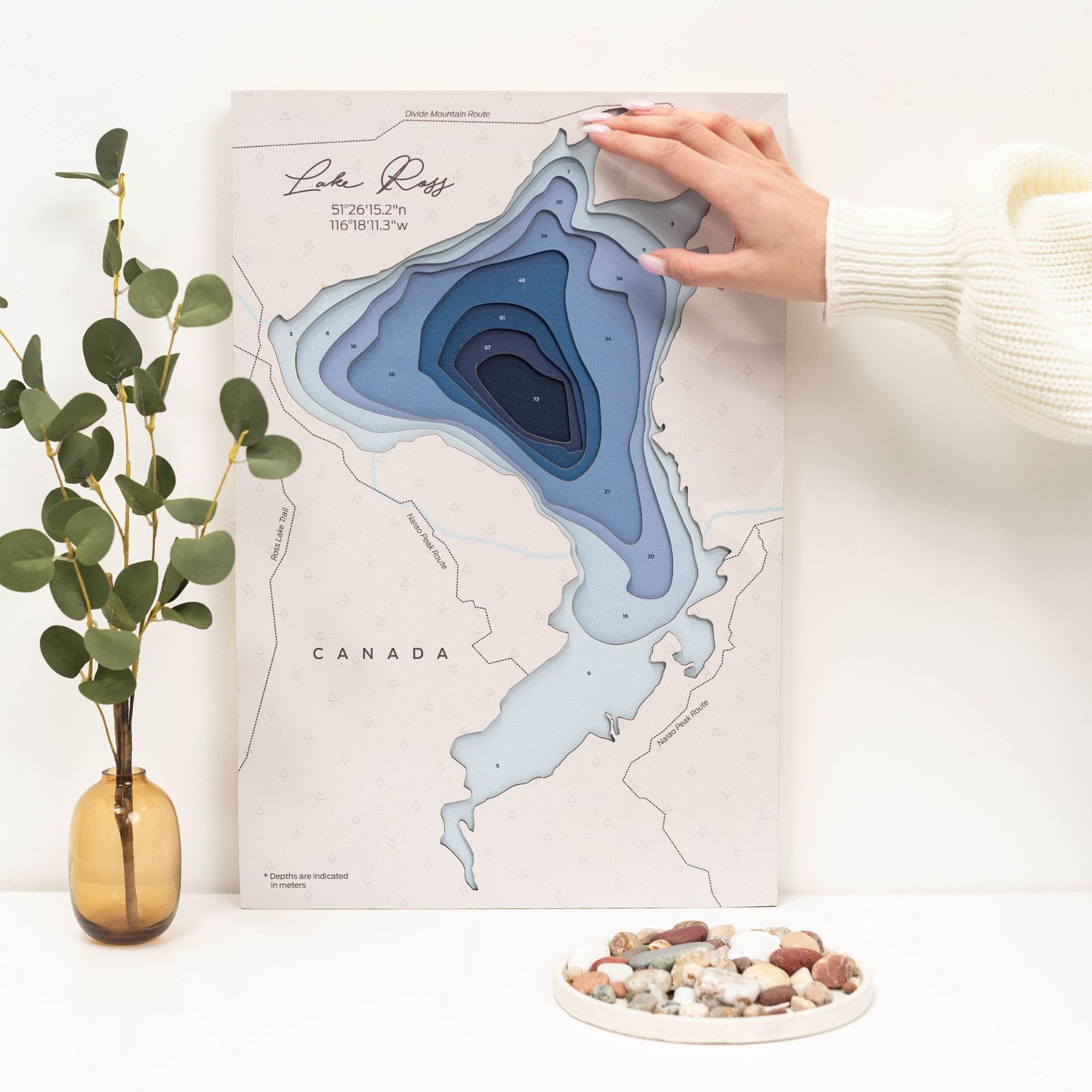 Lake Ross Canada Wooden Map Wall Art Sustainable Home Decor